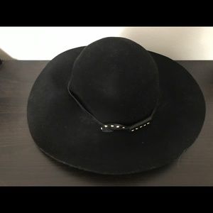 Black Wide Rim Hat with Belt Detail